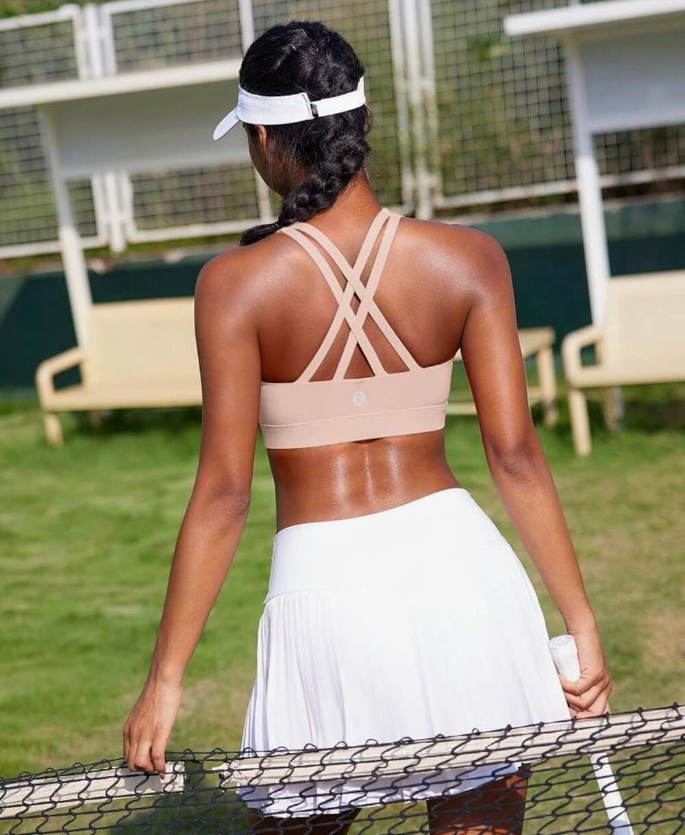 RUNNING GIRL Strappy Crisscross Back Padded Sports Bra-Pink